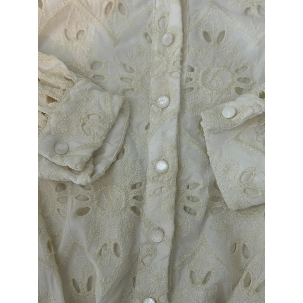 CIEBON Serane Embroidered Long Sleeve Mini Shirtdress Womens XSmall - Picture 6 of 11